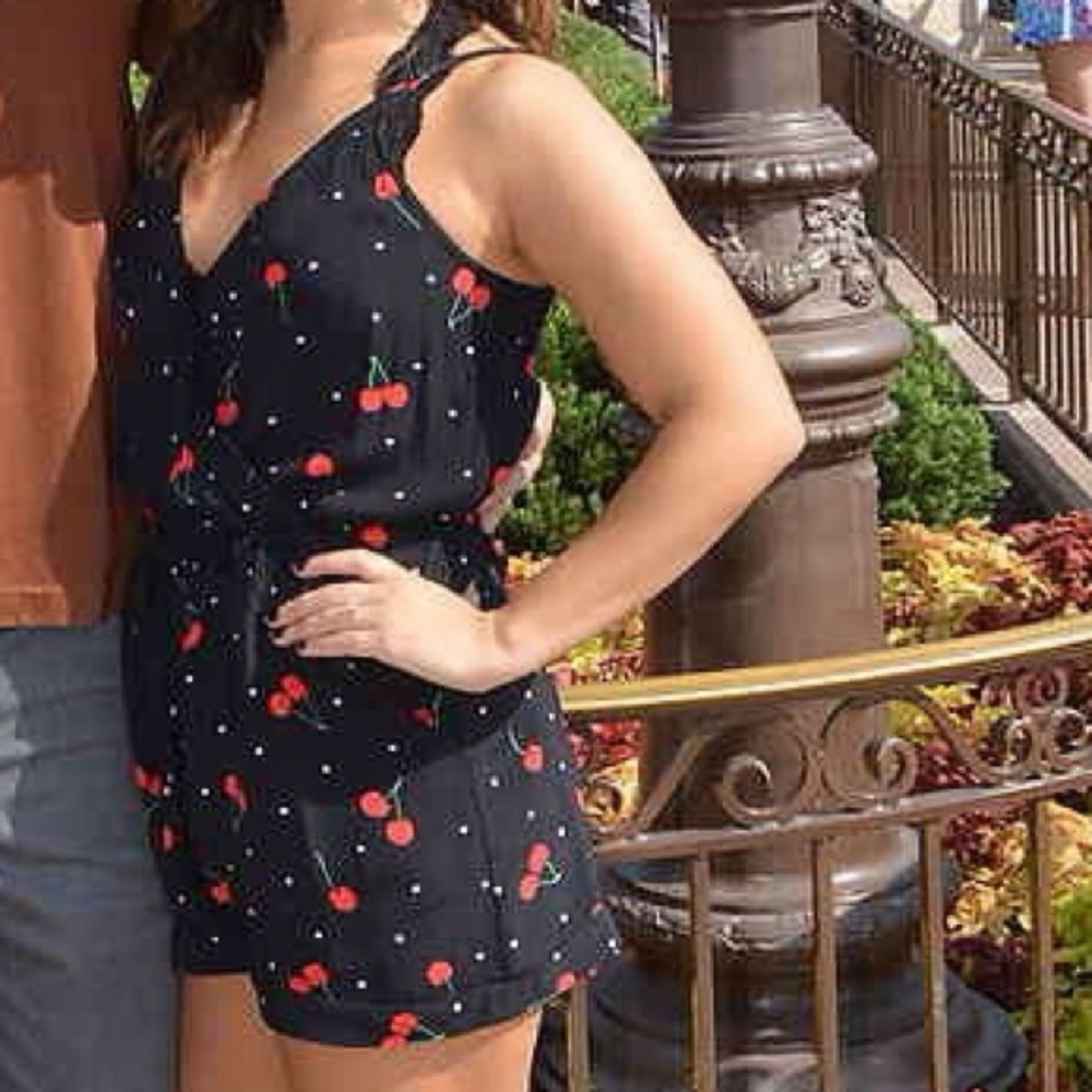Dotted Cherry Surplice Romper